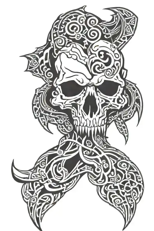 big bear with half of its head being a skull tattoo design idea