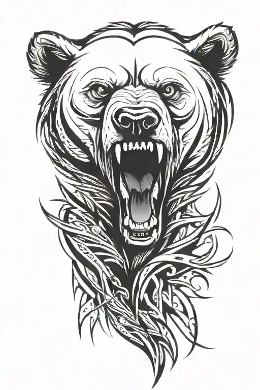 big angry bear tattoo design idea