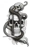 skull snake dagger tattoo design idea