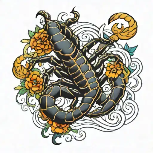 name tattoo with scorpion intertwined tattoo design idea