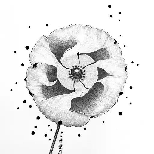 Poppy flower with Samurai and sword tattoo design idea