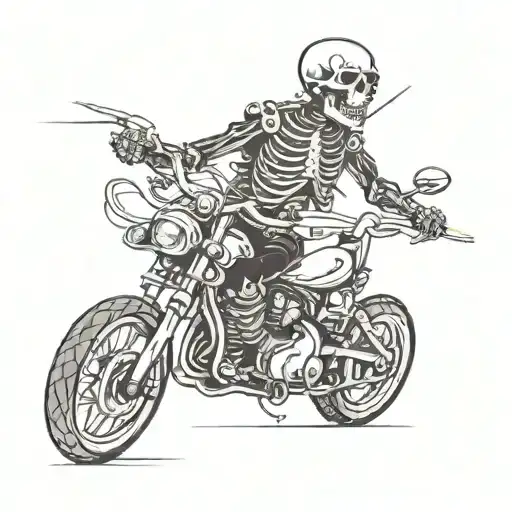 motorcycle skeleton riding tattoo design idea