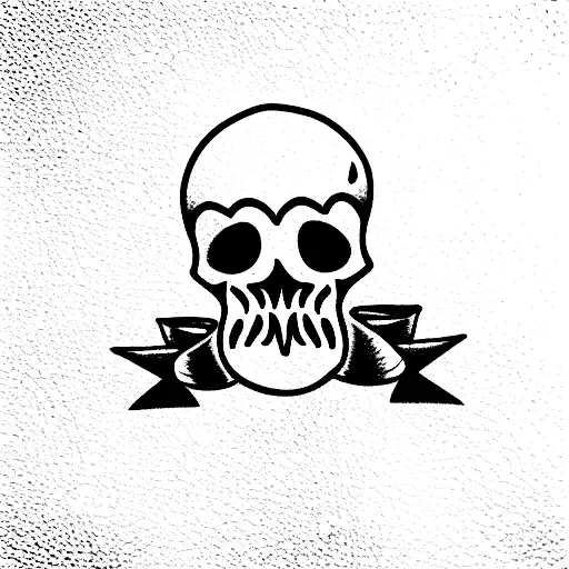 happy skull tattoo design idea