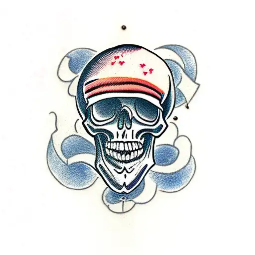 happy skull tattoo design idea