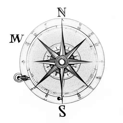 A compass with musical notes as the direction markers tattoo design idea
