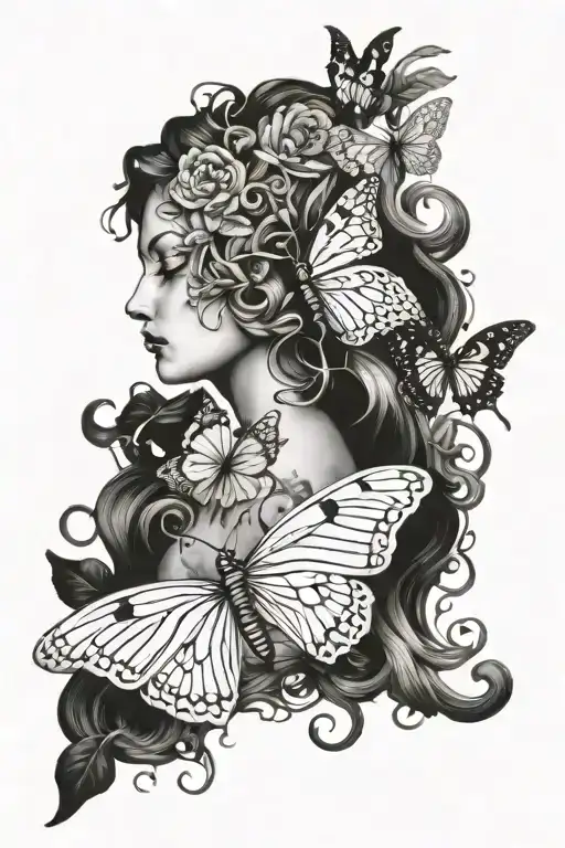 it should include medusa, butterlies and and a semicolon. they should cohesively come together  tattoo design idea