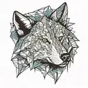 lone wolf face front  floral background colored   tattoo design idea