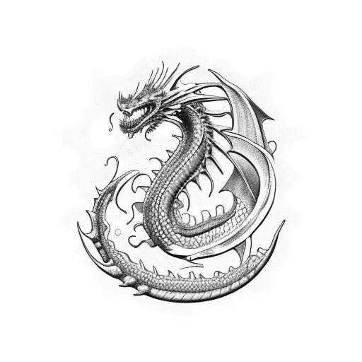 mechanical dragon tattoo design idea