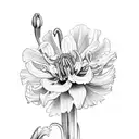 bunch of Chrysanthemum, poppy, daffodil, jonquil, lily of the valley, larkspur, gladiolus, aster, narcissus tattoo design idea