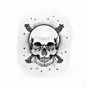 skull with bones coming out the sides and a quote "yolo" tattoo design idea