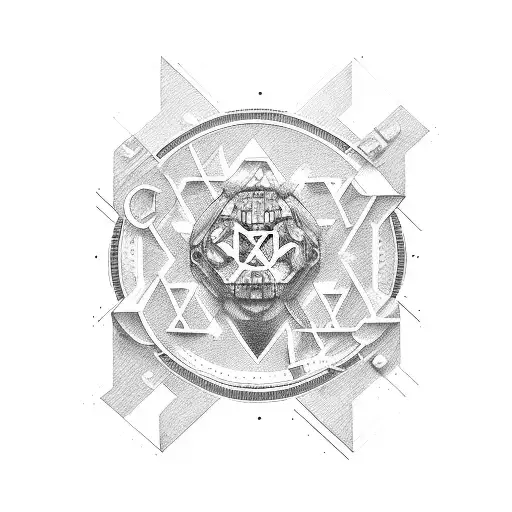 Letters C, F, M, G combined into shape tattoo design idea