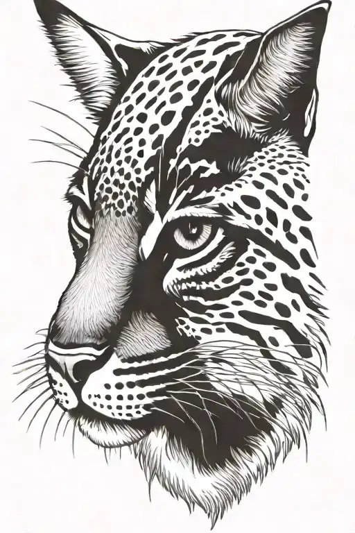 bobcat face staring back at me tattoo design idea