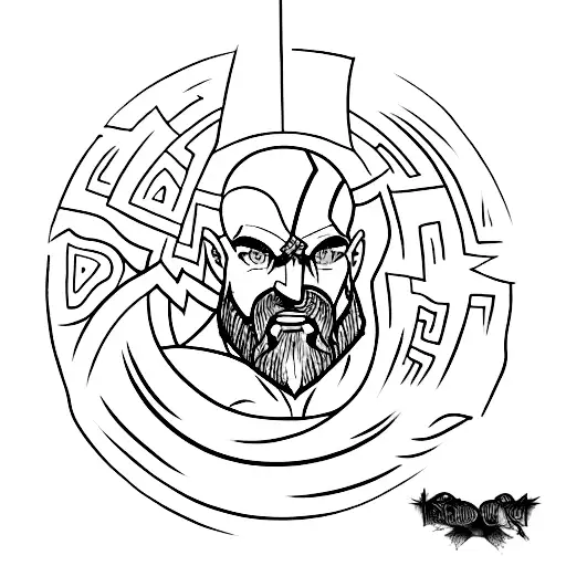 something about Kratos from god of war videogame tattoo design idea