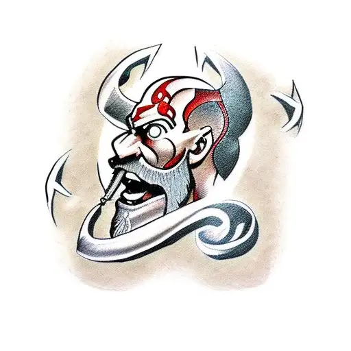 something about Kratos from god of war videogame tattoo design idea