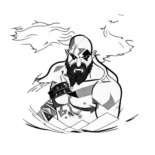 Kratos from god of war videogame tattoo design idea