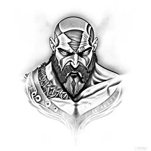 Kratos from god of war videogame tattoo design idea