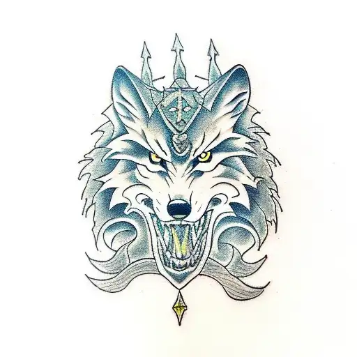 wolf  dragon samurai  tattoo design idea