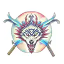 wolf  dragon samurai  tattoo design idea