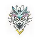 wolf  dragon samurai  tattoo design idea