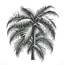palm tree with leaves falling tattoo design idea