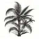 palm tree with leaves falling tattoo design idea
