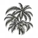 palm tree with leaves falling tattoo design idea
