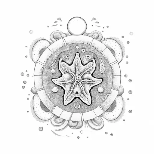água viva, conchas, plantas marinhas coral, estrela do mar tattoo design idea