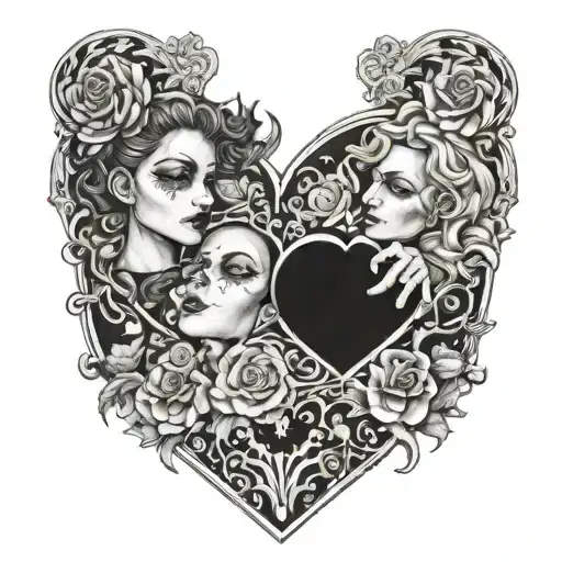 2 sull looking at eachother in the eyes in the heart shaped box tattoo design idea