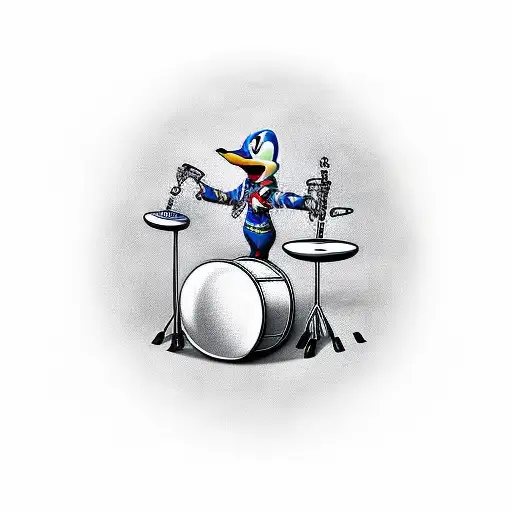 Woody Woodpecker plays the drums  tattoo design idea