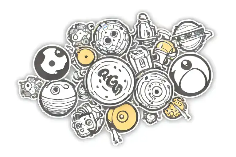 stickers and bowling ball tattoo design idea