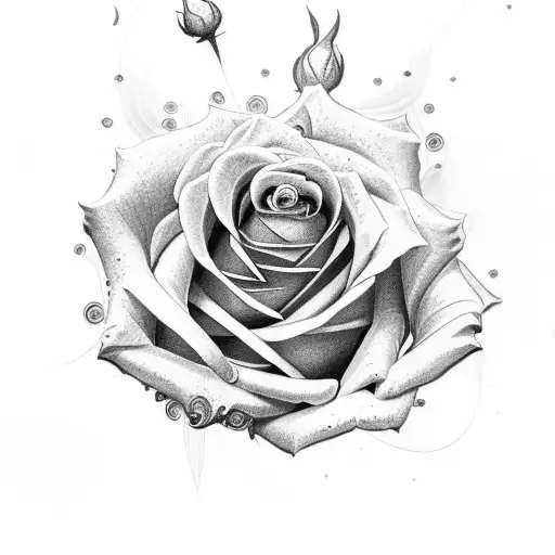 rose semicolon with background tattoo design idea