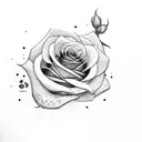 rose semicolon with background tattoo design idea