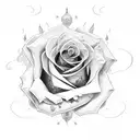 rose semicolon with background tattoo design idea