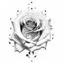 rose semicolon with background tattoo design idea