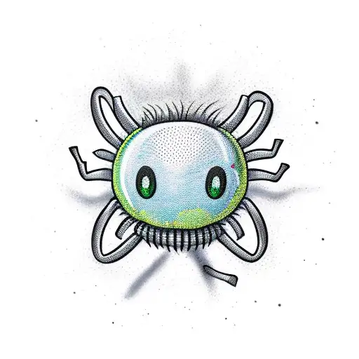 happy face spider on coconut tattoo design idea