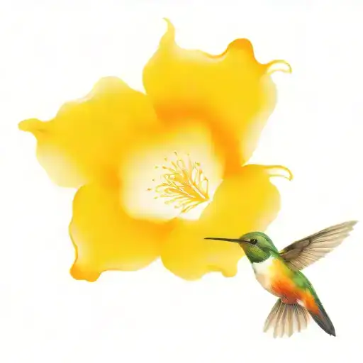 flower rose with a big  hummingbird flying in a stain exploted tattoo design idea