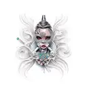 lady with spray can tattoo design idea