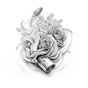 lady with spray can tattoo design idea