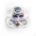 lady with spray can tattoo design idea