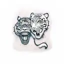 Illustrate a sketch-style tattoo of a scarecrow and a tiger engaged in a fierce battle tattoo design idea