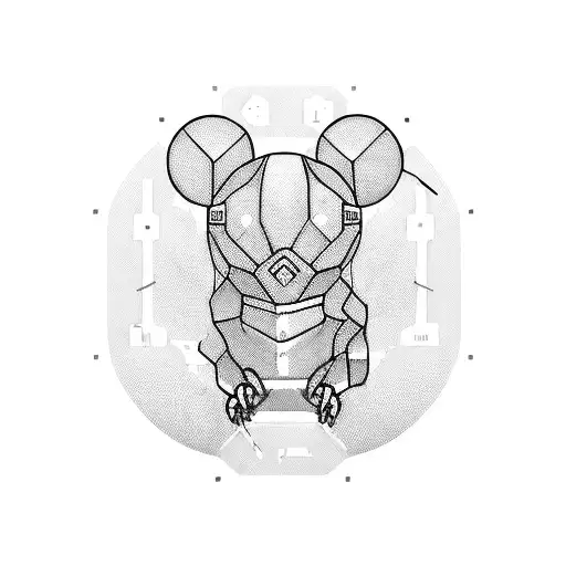 A computer mouse surrounded by various tech icons and symbols tattoo design idea