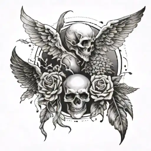 Create a tattoo symbolizing the balance between love (Eros) and death (Thanatos) tattoo design idea