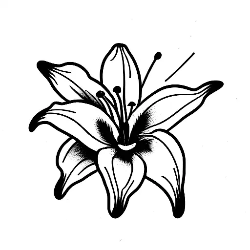 Line art Asiatic lily tattoo design idea