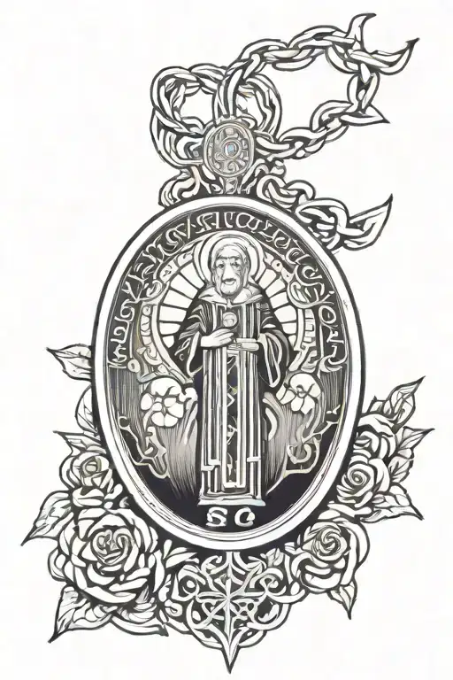 Saint Benedict Medal tattoo design idea