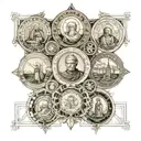 I want an overlapping tattoo with the images of the medal of Saint Benedict, Buddha, Jesus Christ, Mary and Saint George tattoo design idea