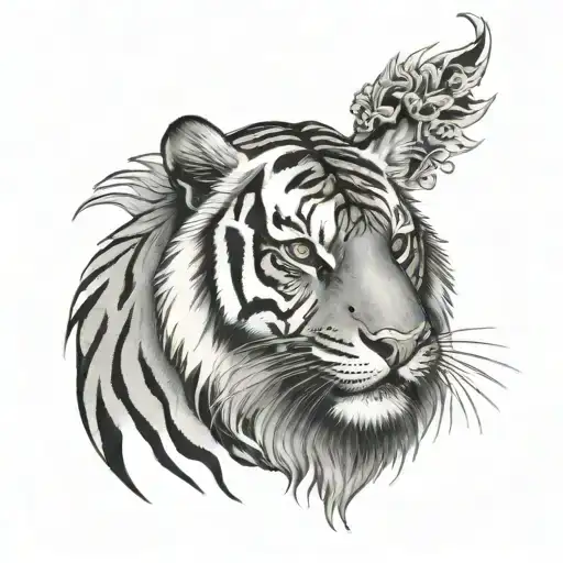 tiger and monkey  tattoo design idea