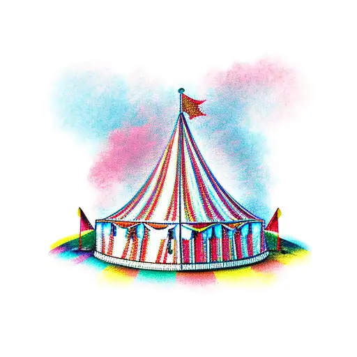 Circus tent tattoo design idea