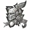 patchwork sleeve tattoo based on warhammer 40k iconography. bloodangels and iconography of the emperor tattoo design idea
