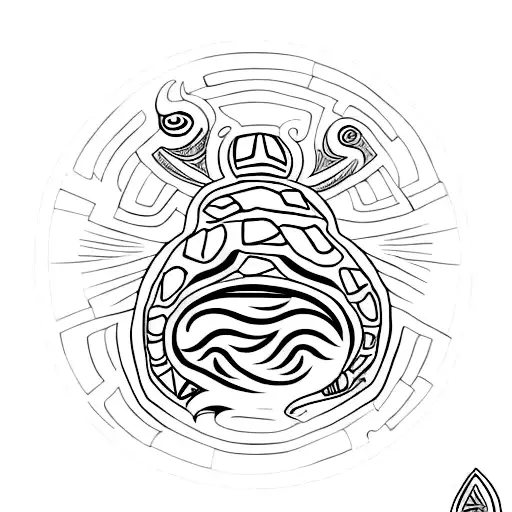 a Maori style turtle with messy and not symmetrical tattoo design idea
