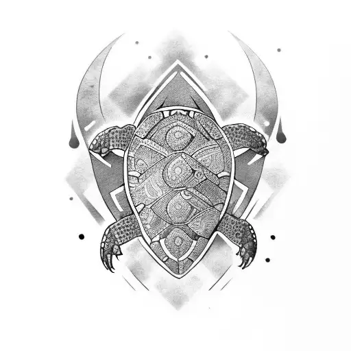 a Maori style turtle with messy and not symmetrical tattoo design idea